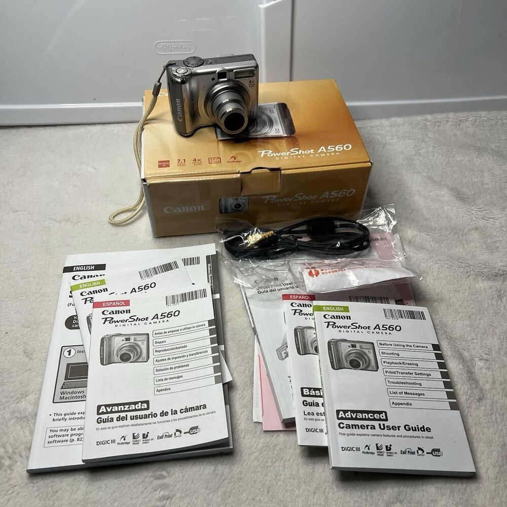 Canon PowerShot A560 Digicam/Digital Camera w/Box & Accessories Lens Error